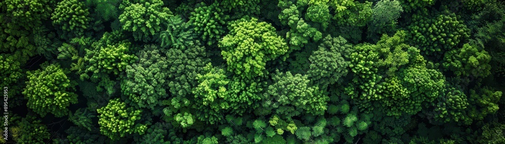A lush green forest with trees of various sizes A lush green forest with trees of various sizes