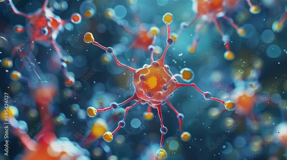 A close-up of a molecular model showing the structure of acetylcholine, a neurotransmitter involved in muscle movement and memory, with a focus on its molecular bonds and functiona A close-up of a molecular model showing the structure of acetylcholine, a neurotransmitter involved in muscle movement and memory, with a focus on its molecular bonds and functiona