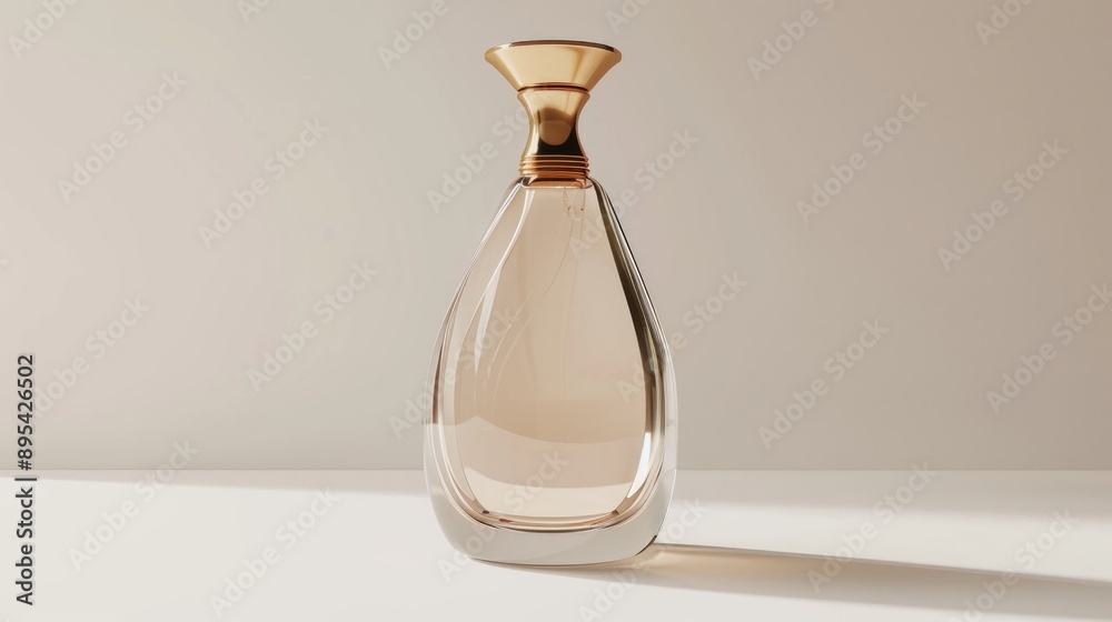 Glass Perfume Bottle with Gold Cap. Glass Perfume Bottle with Gold Cap.