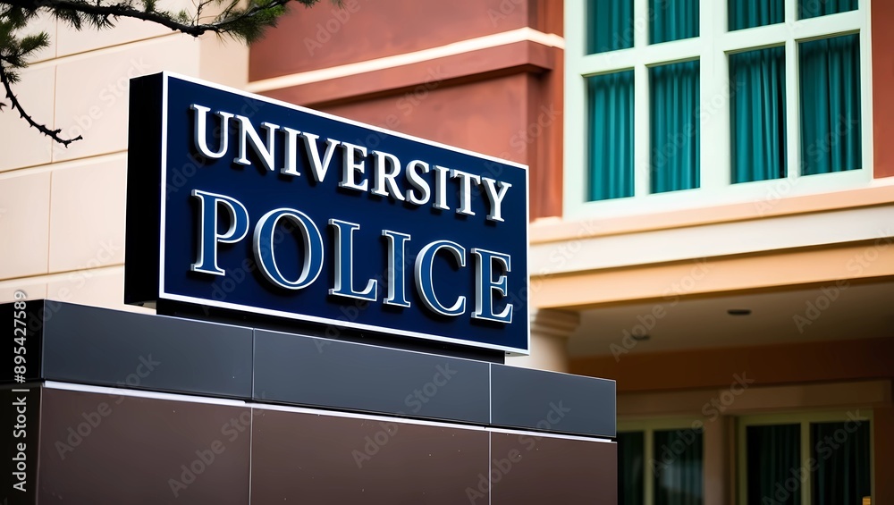 Naklejka premium University Police Department Signage on Campus 