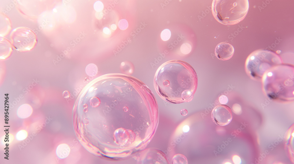 Close-up of soap bubbles on a soft pink background. Close-up of soap bubbles on a soft pink background.