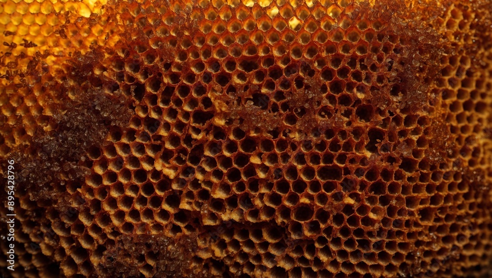 Honeycomb Texture: A close-up of a honeycomb, showcasing its intricate hexagonal pattern and golden hues, creating a visually captivating natural texture. Honeycomb Texture: A close-up of a honeycomb, showcasing its intricate hexagonal pattern and golden hues, creating a visually captivating natural texture.