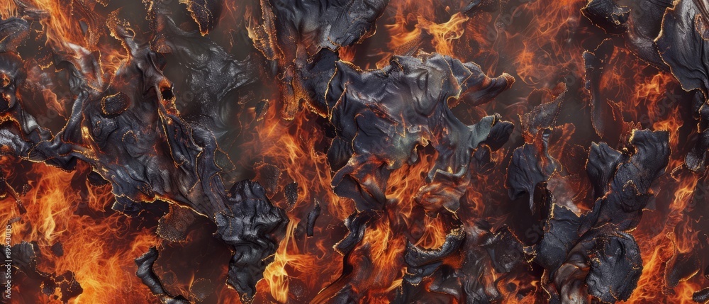 Panoramic close-up, high detail scan of wildfire texture, Generative AI Panoramic close-up, high detail scan of wildfire texture, Generative AI