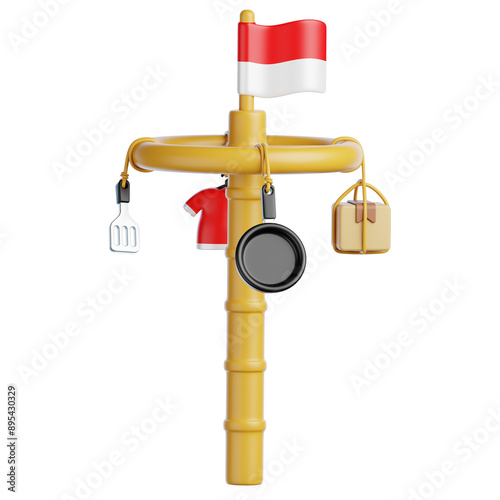 Panjat Pinang Indonesian Game 3D Icon photo