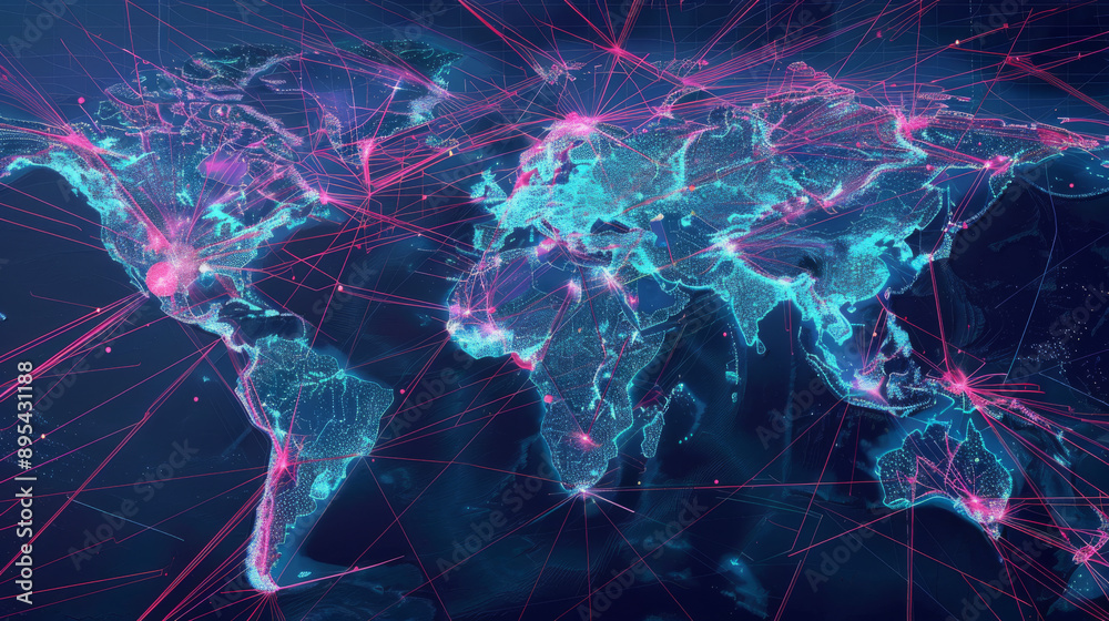 A world map highlighting interconnected trade routes and smart customs hubs, emphasizing the global nature of modern trade and travel. A world map highlighting interconnected trade routes and smart customs hubs, emphasizing the global nature of modern trade and travel.