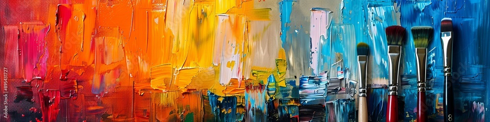 brushes on a multi-colored background brushes on a multi-colored background