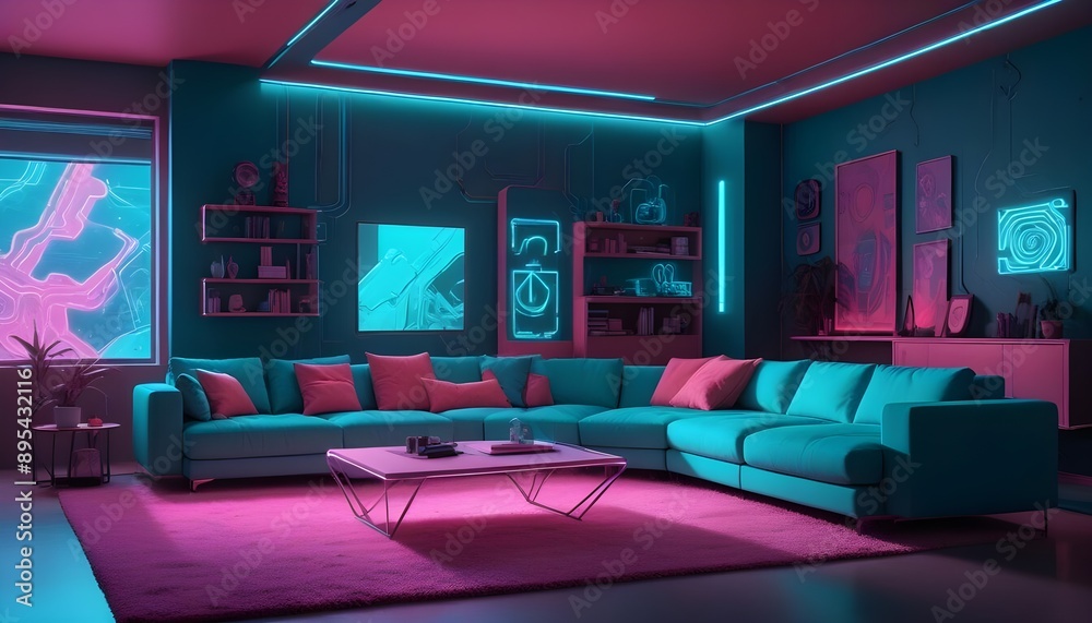 Photo interior modern design room 3d illustration Photo interior modern design room 3d illustration
