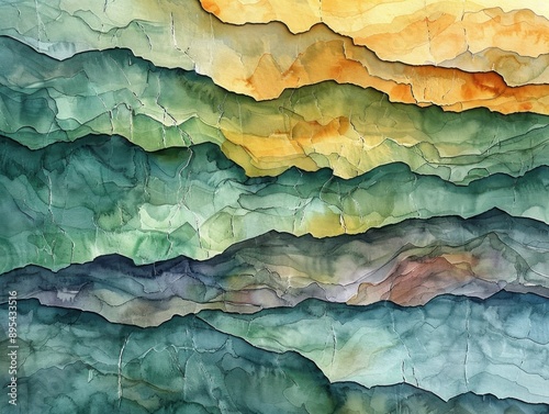 Abstract Watercolor Mountain Landscape © maretaarining