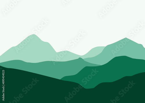 mountains and hill panorama vector illustration.