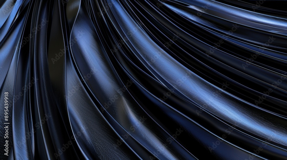3d modern of shiny blue lines on a dark background