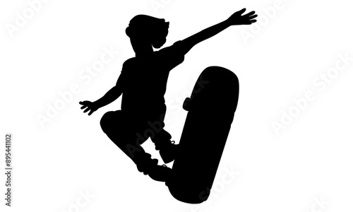 silhouette of man riding skate and performing jump trick