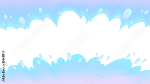 水が飛び散るヘッダーフッター　スプラッシュ　16：9　ゆめかわカラー