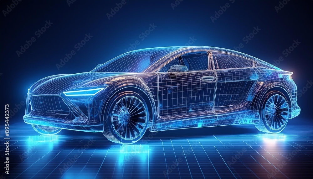 digital wireframe of car isolated digital wireframe of car isolated