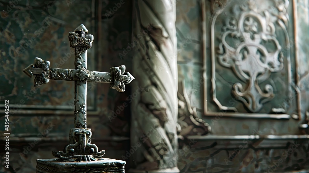 Fototapeta premium cross set against a nature background