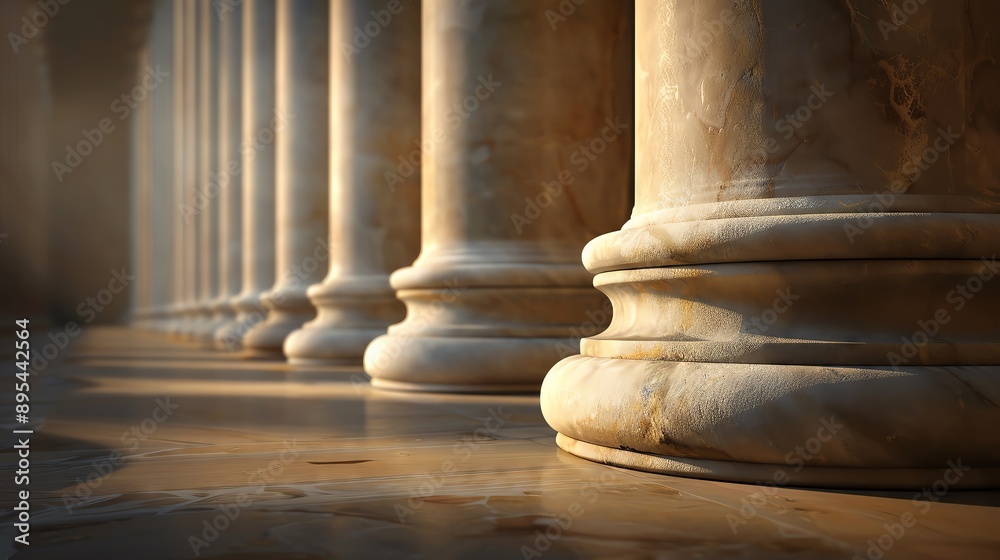 Marble columns in an ancient temple, photorealistic, warm tones, intricate, Marble columns in an ancient temple, photorealistic, warm tones, intricate,