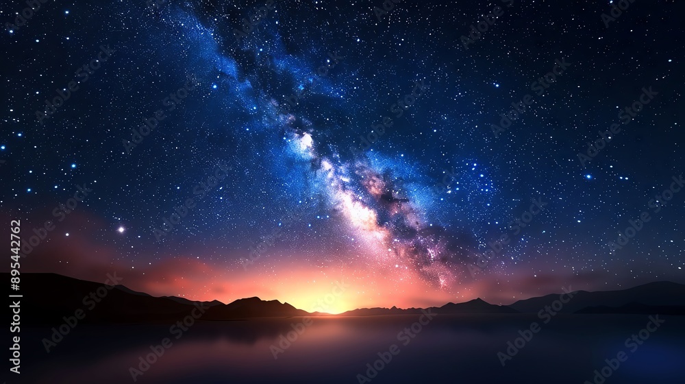Night sky filled with stars over a tranquil landscape, digital art, ethereal and detailed, Night sky filled with stars over a tranquil landscape, digital art, ethereal and detailed,