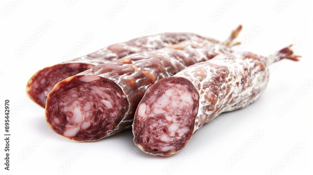 Two Salami Sticks on White Two Salami Sticks on White
