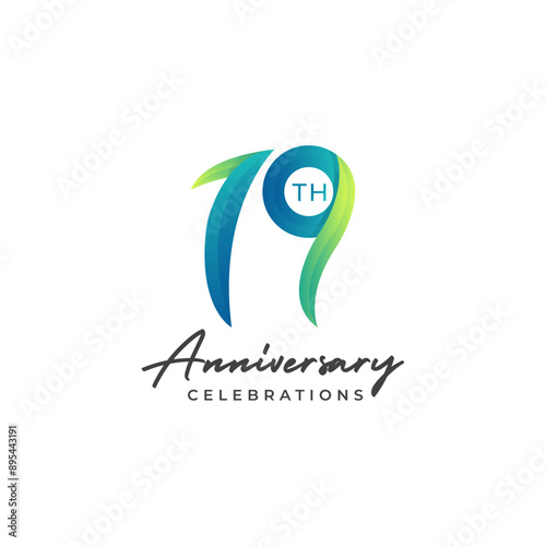 19 years anniversary logo design. Anniversary logo design template.