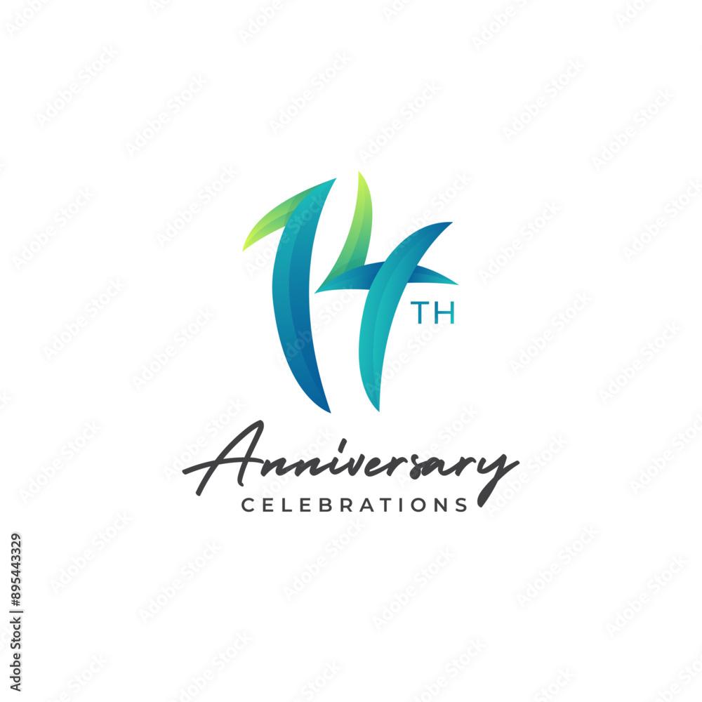 Fototapeta premium 14 years anniversary logo design. Anniversary logo design template.