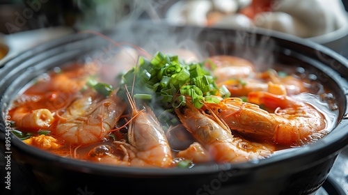 Steaming Prawns in a Bowl
