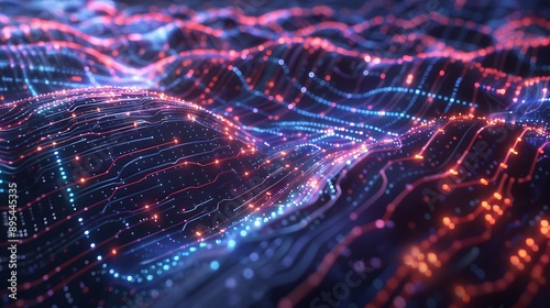 Abstract digital sphere and glowing circuits.