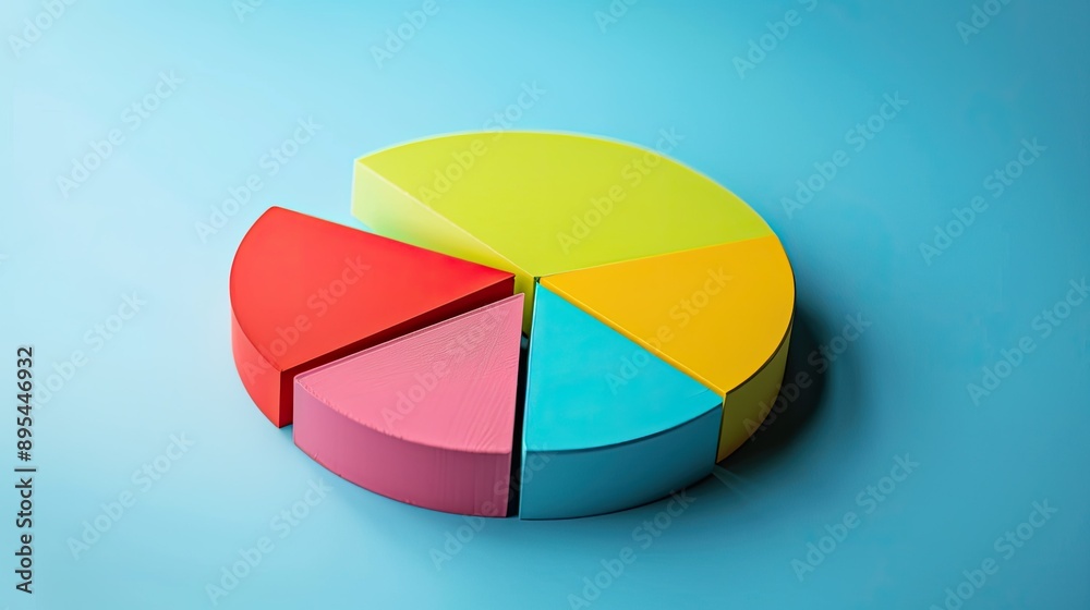 A pie chart with vibrant colors and business growth indicators A pie chart with vibrant colors and business growth indicators
