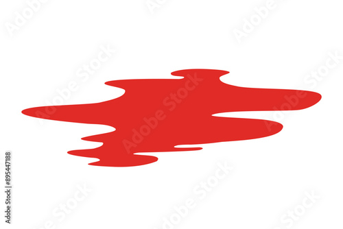 Blood puddle vector cartoon, red paint spill isolated on white background. 