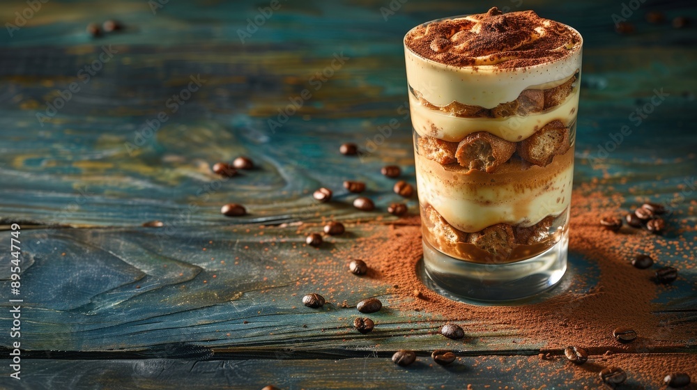 Delicious Tiramisu Dessert on Rustic Wooden Table with Coffee Beans and Cocoa Powder | Vibrant Food Photography Delicious Tiramisu Dessert on Rustic Wooden Table with Coffee Beans and Cocoa Powder | Vibrant Food Photography