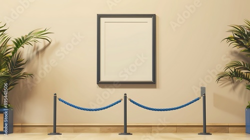 Empty Art Gallery Wall with a Golden Frame
