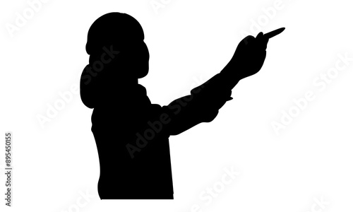 silhouette of businesswoman standing writing business plan strategy