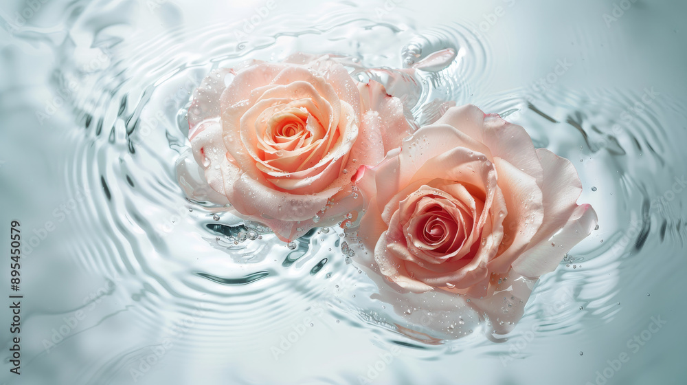Rose floating on the water surface Rose floating on the water surface