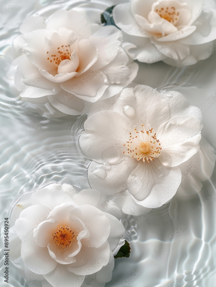 Camellia and moisturizing concepts combined with skin care products theme background Camellia and moisturizing concepts combined with skin care products theme background