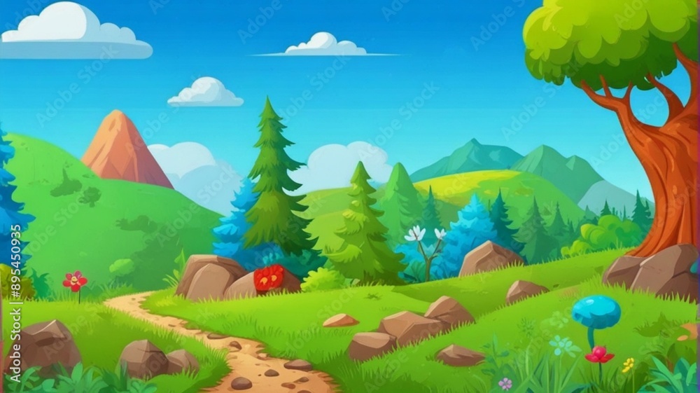 Obraz premium landscape with trees and mountains