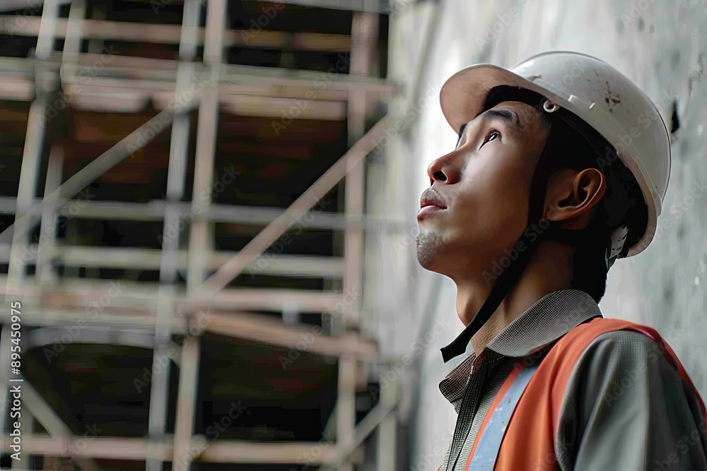 Asian construction worker directing a team at a construction site, overseeing progress, Generative AI Asian construction worker directing a team at a construction site, overseeing progress, Generative AI