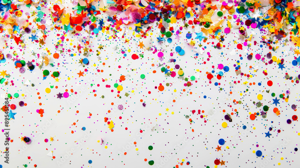 coloured confetti as a white New Year's background. AI generative. coloured confetti as a white New Year's background. AI generative.