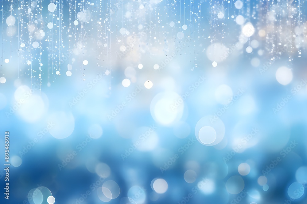 Abstract Christmas Background, Blurred Bokeh Lights with Pastel Blue Color** Abstract Christmas Background, Blurred Bokeh Lights with Pastel Blue Color**