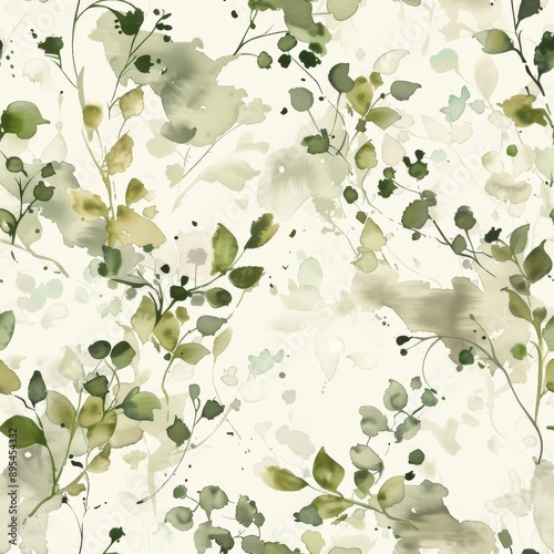 Watercolor olive green toile seamless repeating pattern, minimal pattern, high contrasty 