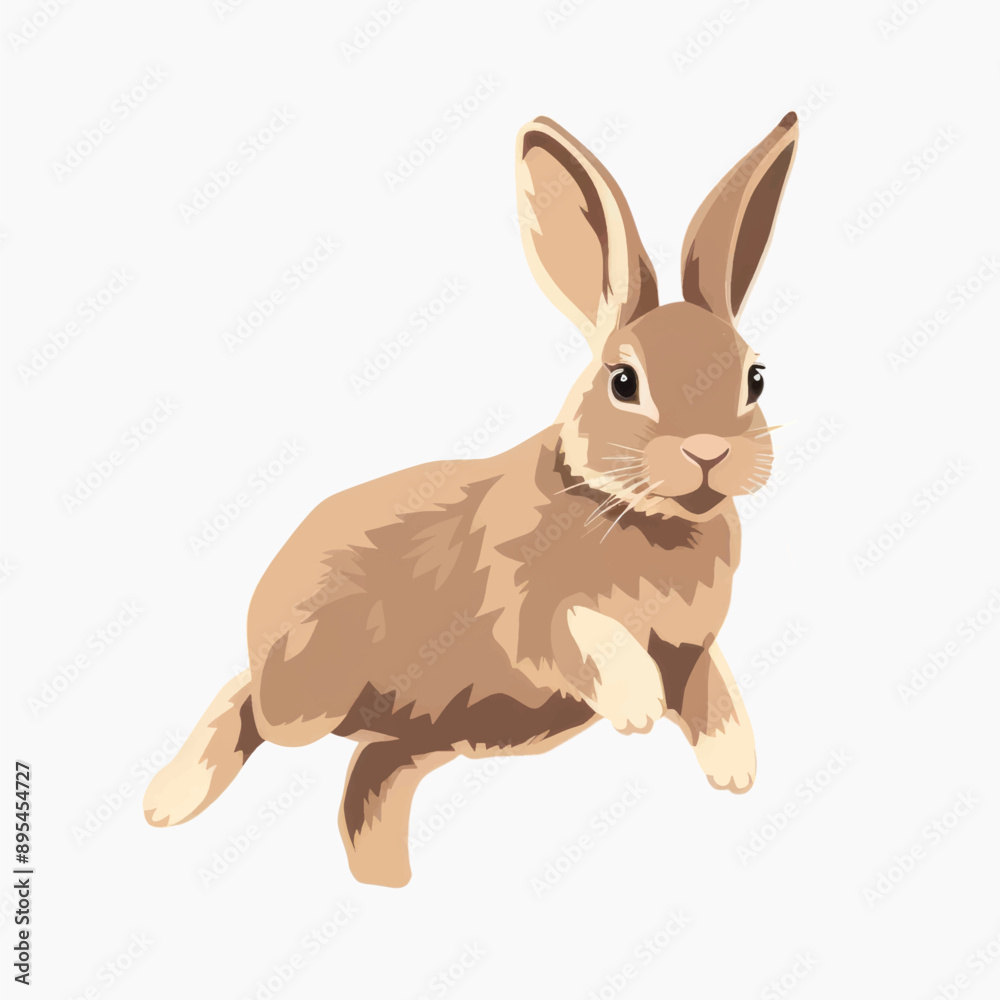 Obraz premium Cute hopping brown rabbit illustration