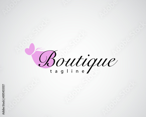 creative beautiful flying dress with initials b logo for boutique ,salon and others
