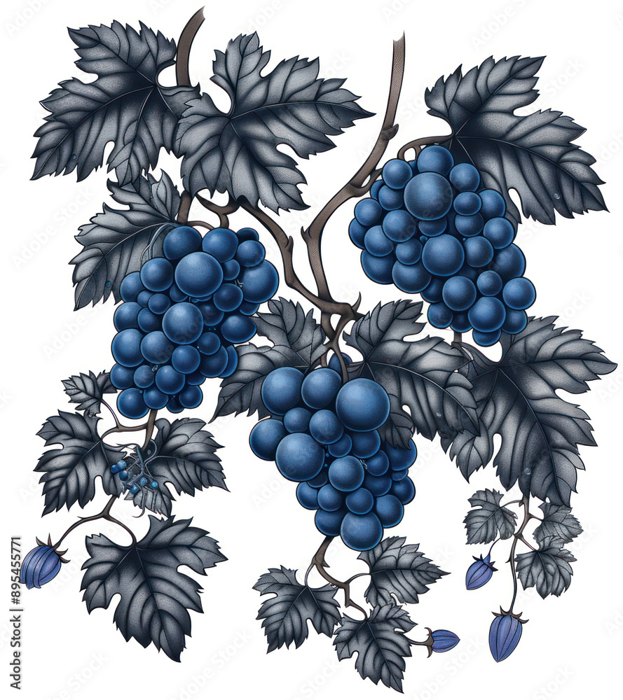 Obraz premium bunch of grapes, grapes on vine, blue grapes on vines