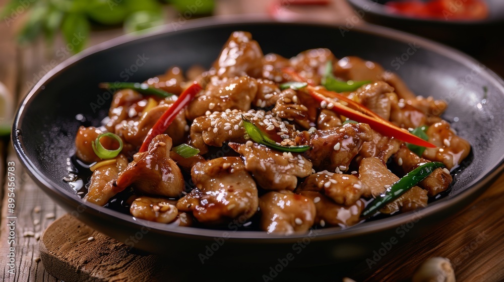 The national cuisine of Thailand. Chicken in soy sauce. 