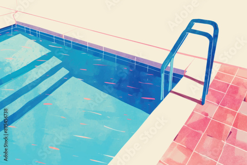 Vibrant poolside summer illustration