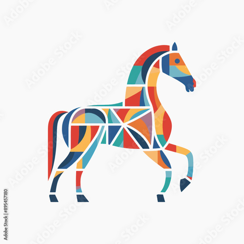 Colorful geometric horse illustration