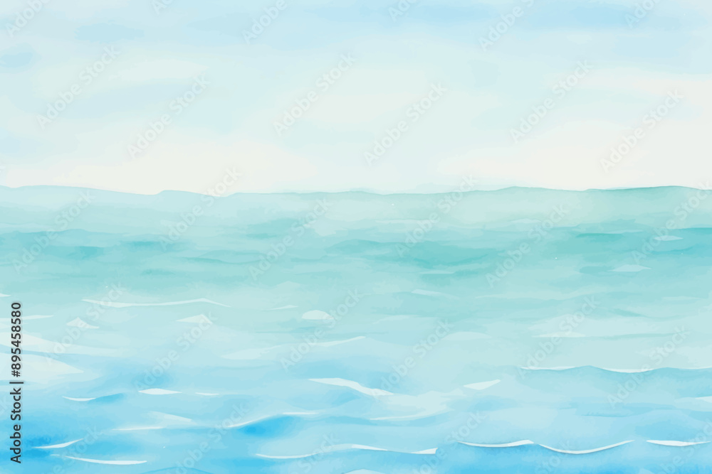 Serene watercolor ocean view Serene watercolor ocean view