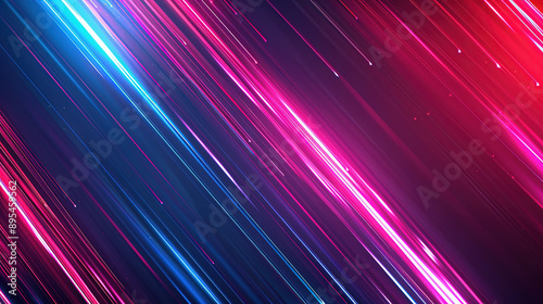 Abstract with colorful neon lines and glowing blue pink purple lights. 4k HD wallpaper background photo for desktop.