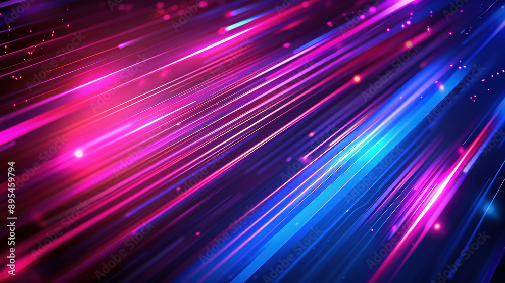 Abstract with colorful neon lines and glowing blue pink purple lights. 4k HD wallpaper background photo for desktop.