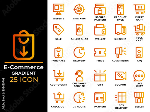 Ecommerce gradient outline icons collection. can be used for website interfaces, mobile applications and software