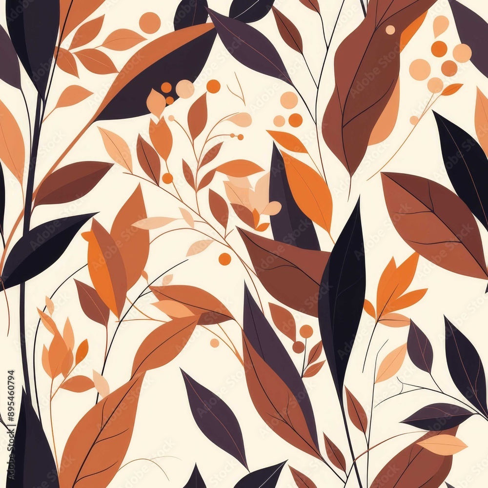 seamless leaf pattern with brown and black colors seamless leaf pattern with brown and black colors