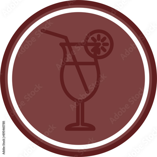 Tropical Drink Vector Line Double Circle Maroon