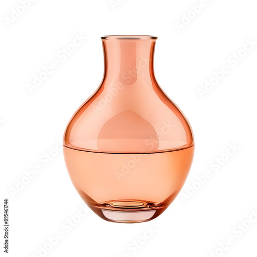 Isolated Glass Vase in Peach With a Smooth Surface on Transparent Background Png, 3d Vase Png, Home Interior Decor